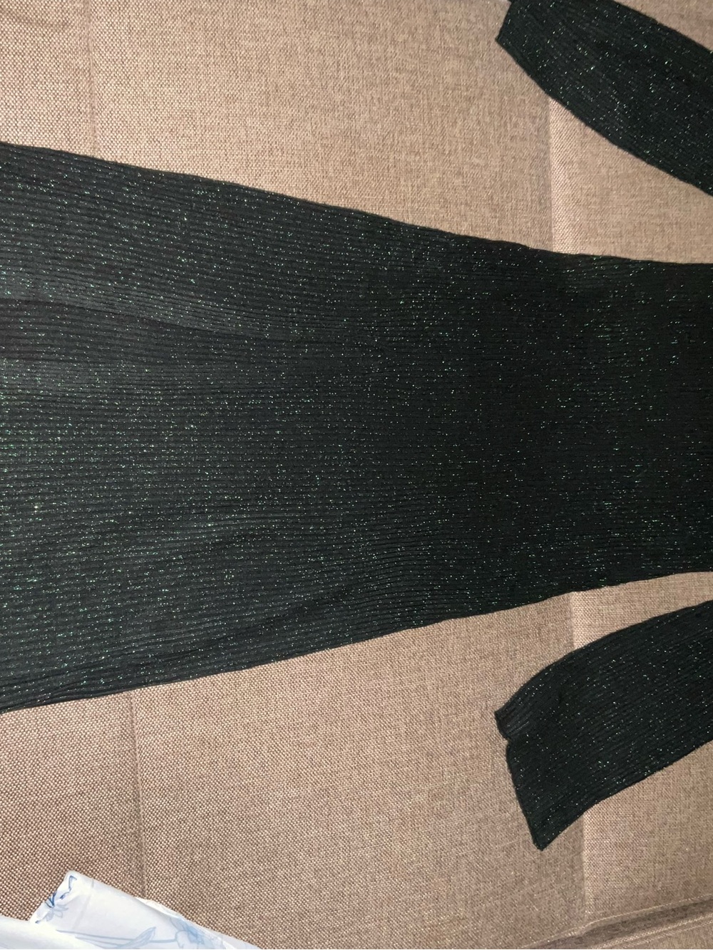 Steve Madden Black Sparkle Ribbed Long Sleeve Maxi Dress